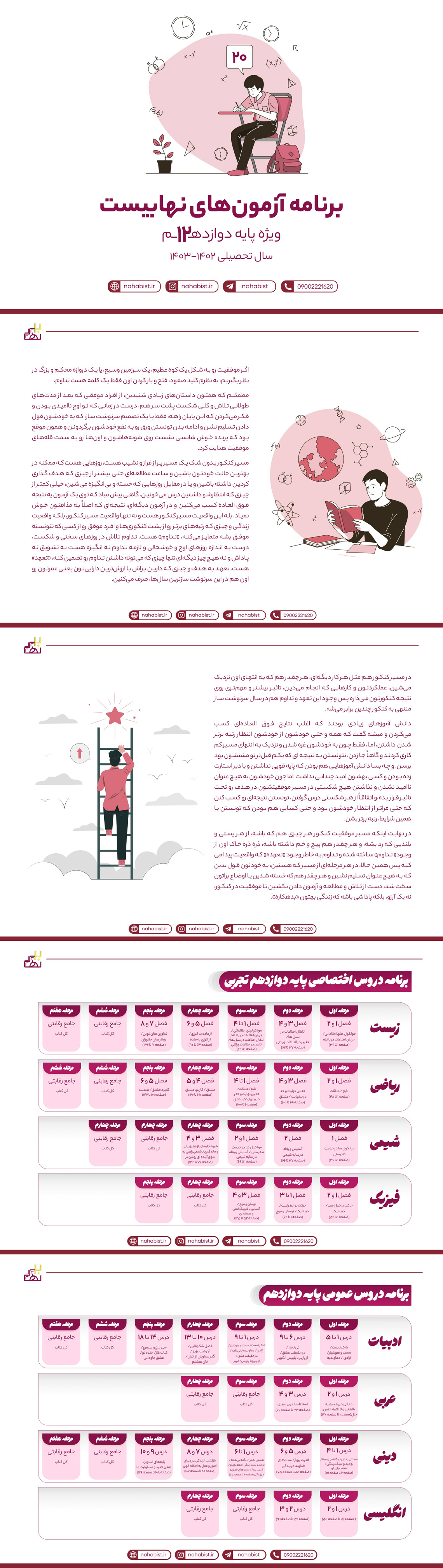 برنامه آزمون های نهابیست پایه دوازدهم